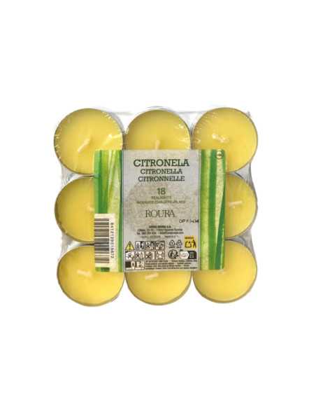 Vela Pack 18 calientaplatos citronela Roura Vela Pack 18 calientaplatos citronela Roura